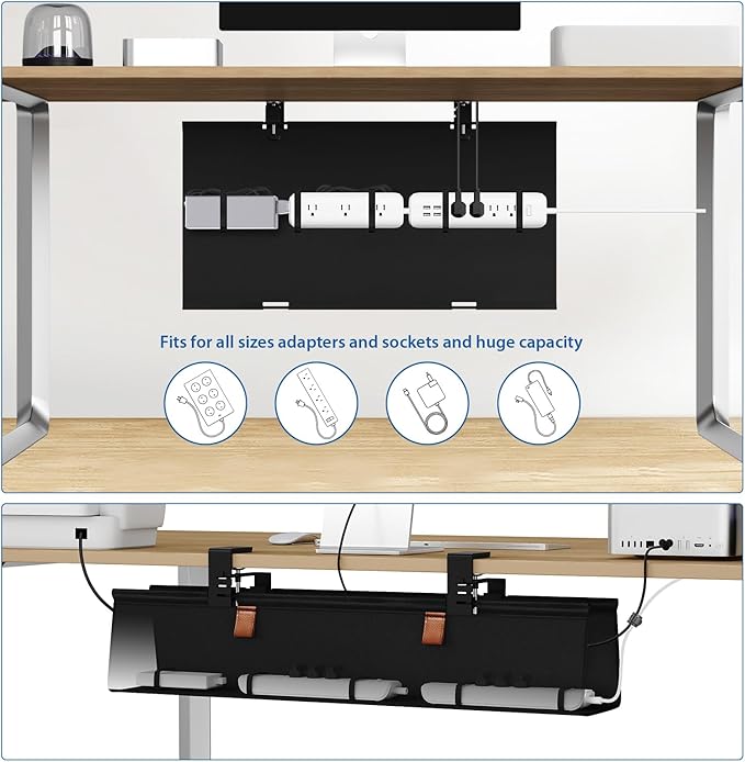 Zilink No Drill Under Desk Cable Management Tray 30" Cord Organizer - Image 2
