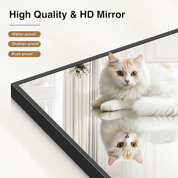 40x48inch Black Bathroom Mirror, Large Rectangular Wall Mirrors - Image 5