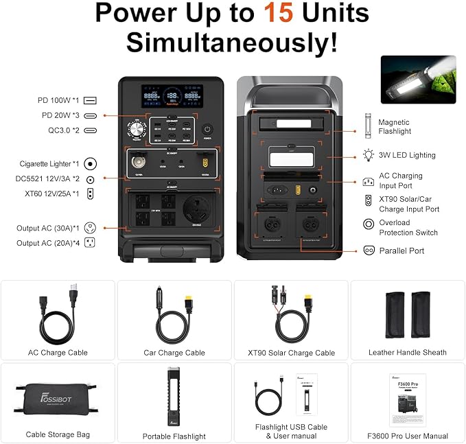 FOSSiBOT 3600W Portable Power Station, 3840Wh Solar Generator - Image 9