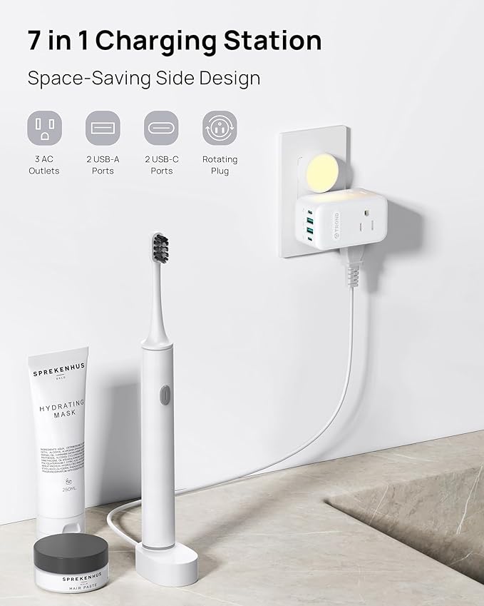 TROND Outlet Extender with 360 Rotating Plug, 3 AC Outlet Splitter with 2 PD - Image 3