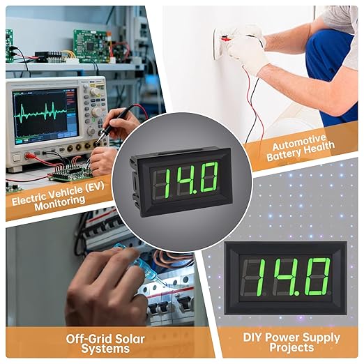 DiGiYes 5 Pack DC 5-120V Digital Mini Voltmeter 2 Wire 0.56 inch LED Display - Image 7