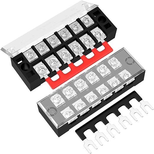 Joinfworld 35A Terminal Block 6 Position Screw Terminal Strip Dual Row by Joinfworld