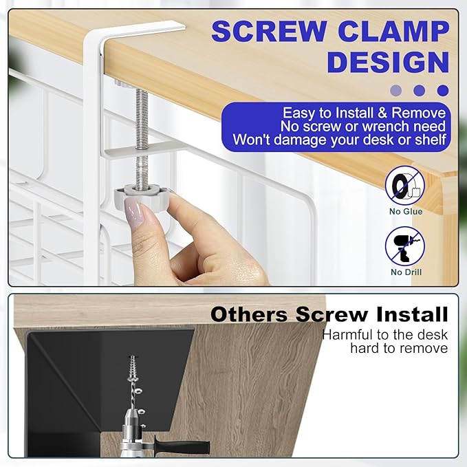 15.7” Under Desk Cable Management Tray, No Drill Steel Cable Tray Organizers - Image 3