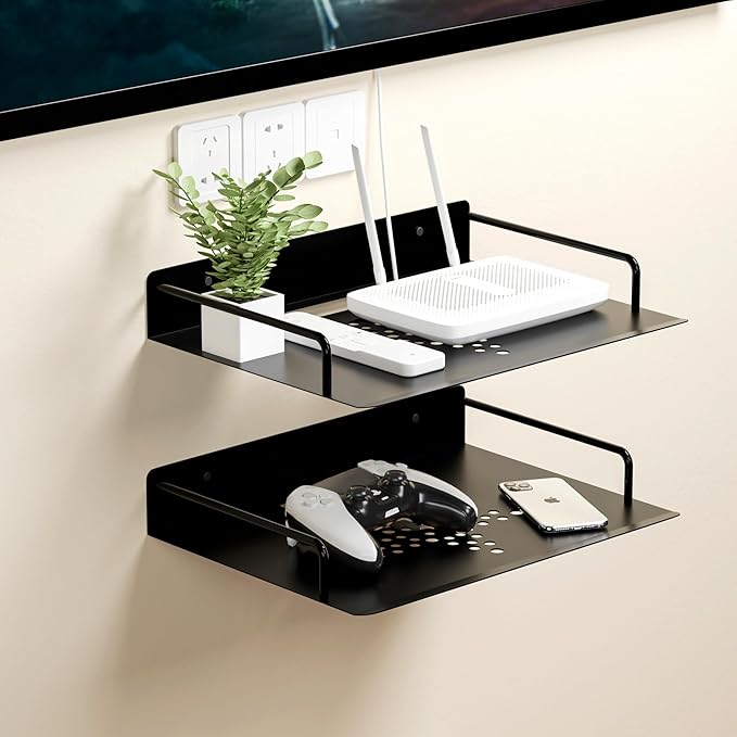 MEEMENG Projector Shelf, WiFi Router Shelf, Under TV Wall Mount - Image 2