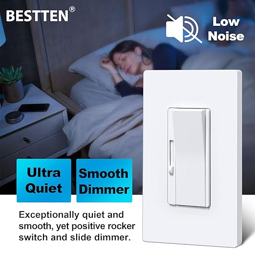 BESTTEN 10 Pack Super Slim Digital Dimmer Light Switch, Quiet Rocker, Max 300W - Image 2