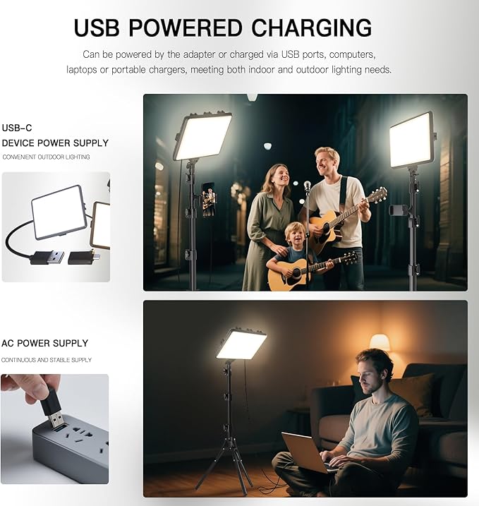 2-Pack LED Video Light Kit, NiceVeedi Studio Light, 2800-6500K Dimmable - Image 5