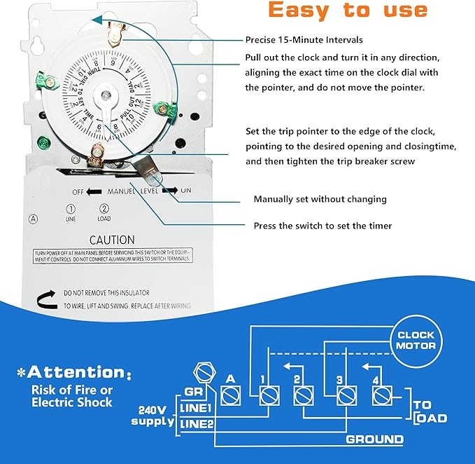 T101M Electromechanical Timer Switch Versatile Scheduling Manual Override - Image 3