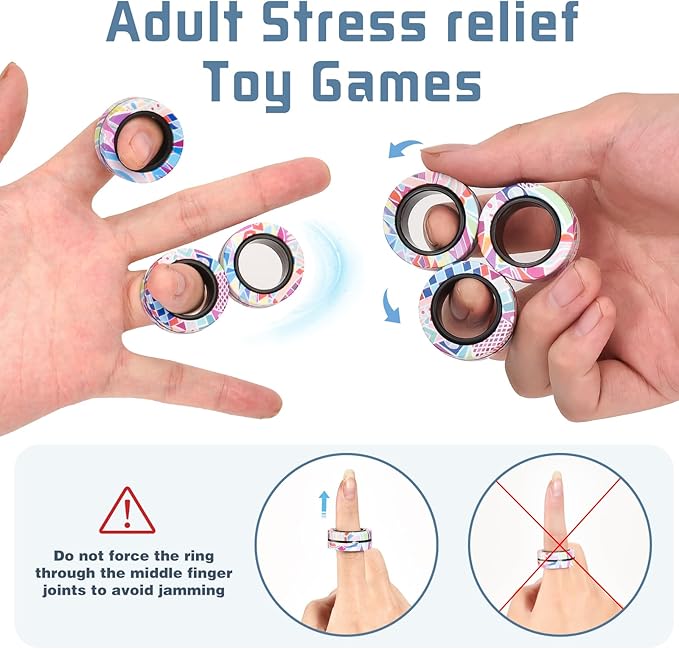 Magnetic Rings Fidget Toys for Adults, Fidget Spinner Rings for Anxiety Relief - Image 4