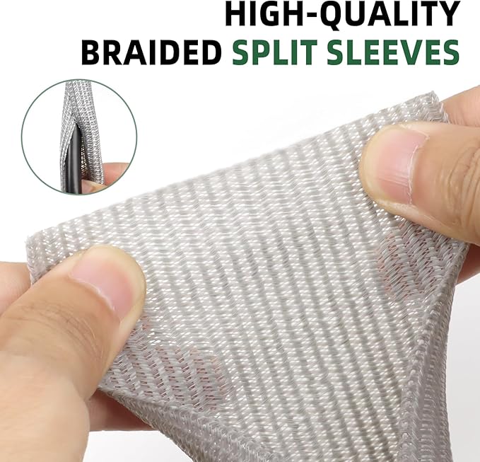Split Wire Loom Tubing, Cable Protector Sleeve, Braided Cable Management - Image 3