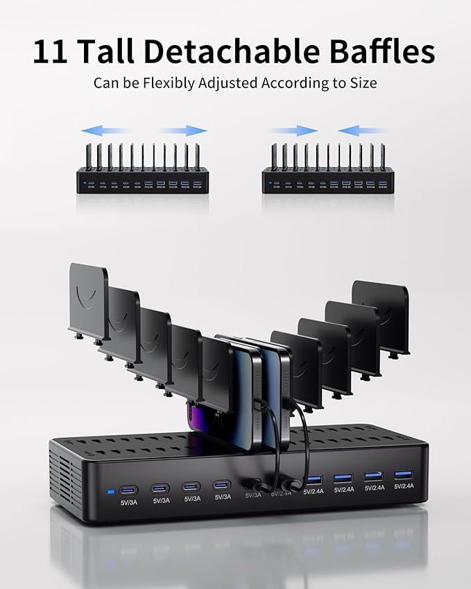 100W Charging Station for Multiple Devices, 10-Port USB Fast Charging Station - Image 5