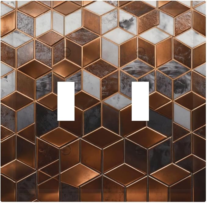 Bvtewkhz Brown Abstract Luxury Modern Geometric Cubic Marble 2 Gang Double - Image 2