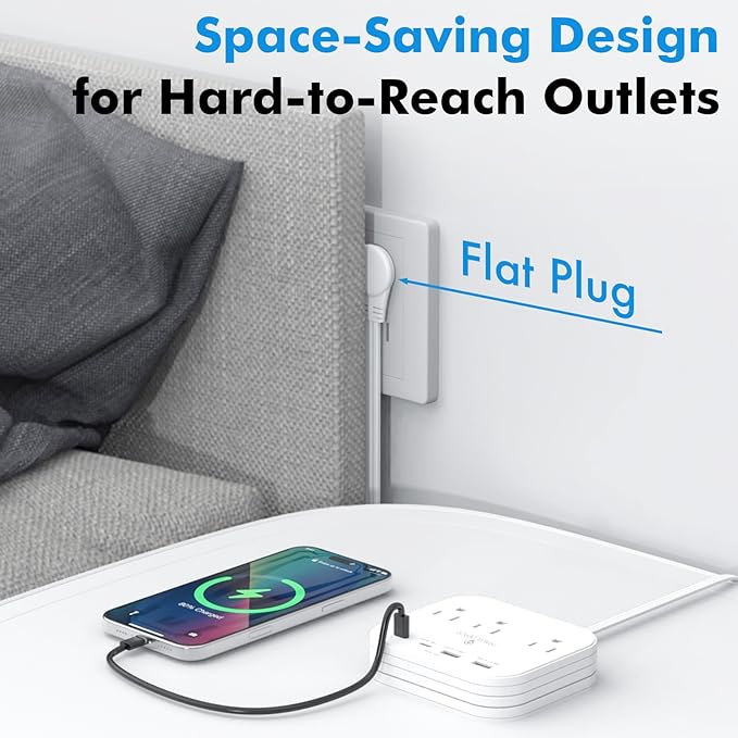TRAVEL DEPOT Cruise Essentials Flat Plug Power Strip, Durable 5 ft Extension - Image 4