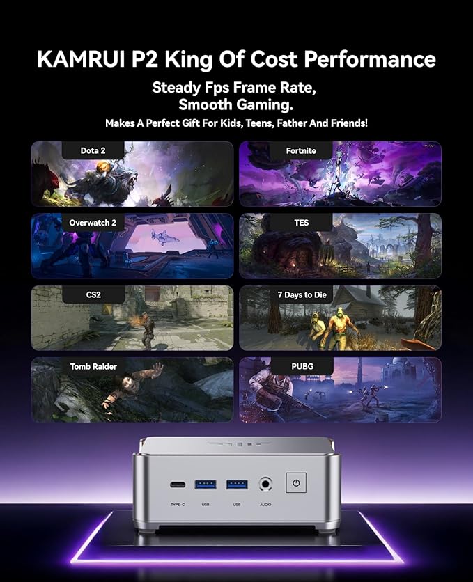KAMRUI Pinova P2 Mini PC, Core i5-12600H, 32GB DDR4 1TB NVMe SSD Mini Computers - Image 8