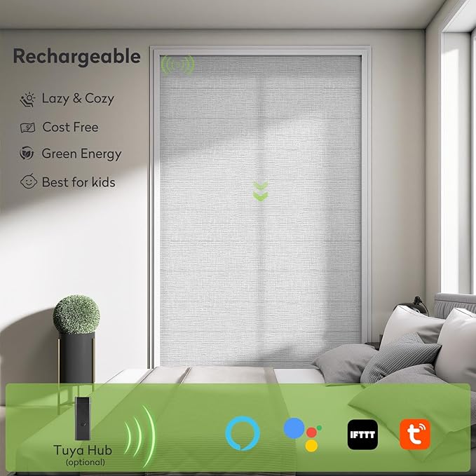 ZSTARR Smart Roman Shades Rechargeable Motorized Blinds - Image 4
