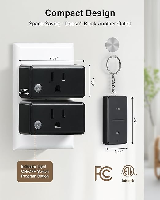 TREEWELL Remote Control Outlet Plug, 200FT Long Range Wireless Light Switch - Image 5