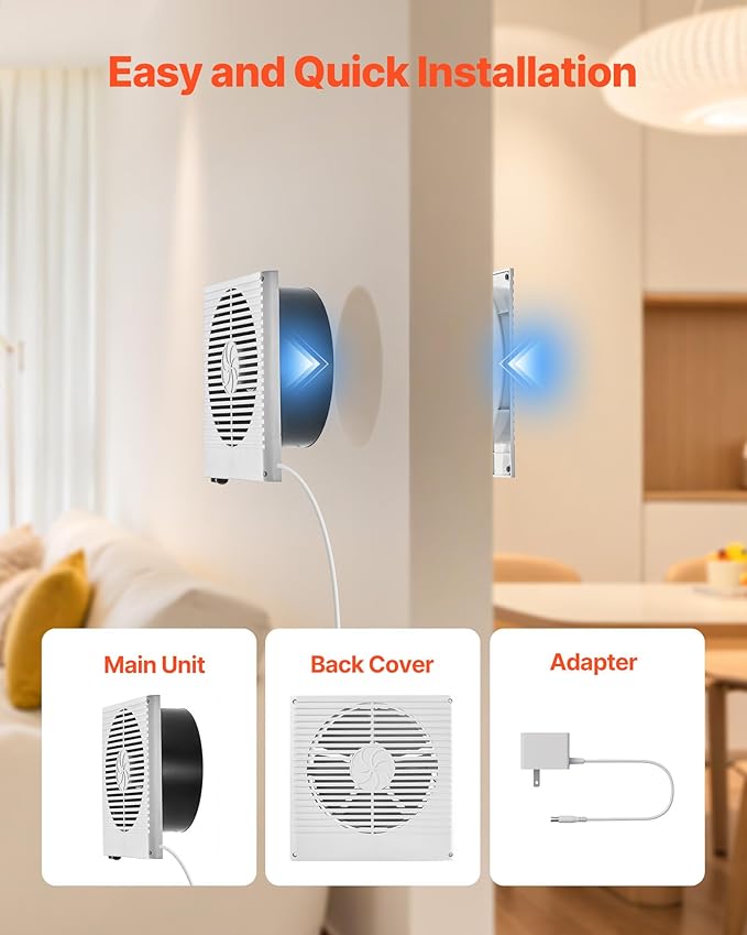 VEVOR Room to Room Fan, Two-Way Airflow Through-the-Wall Fan 8" - Image 5