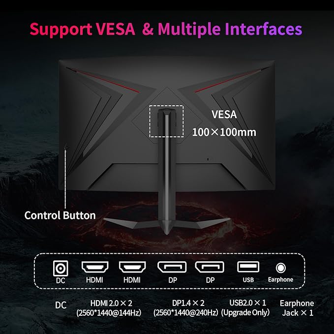 KTC 32Inch 240Hz Curved Gaming Monitor, 1000R VA, 4000:1 Contrast, Support - Image 6