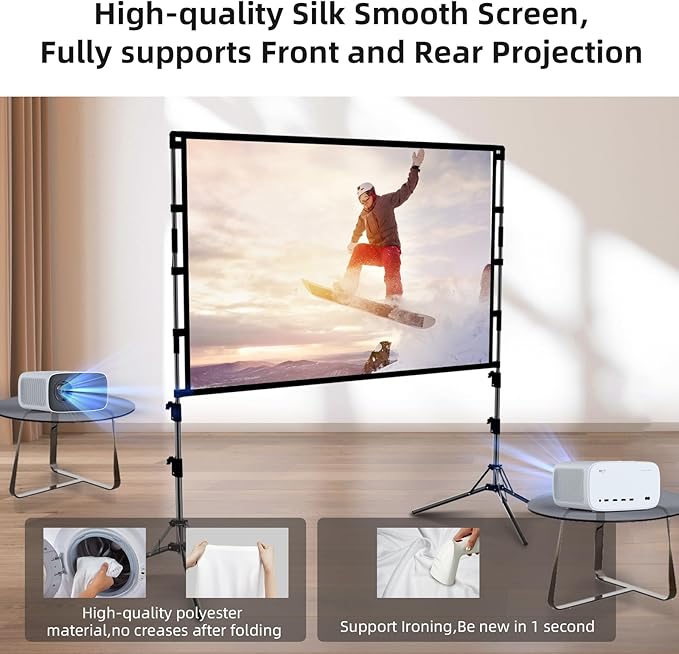 Projector Screen and Stand, GAINVANE 120 inch Portable Projector Screen Indoor - Image 4