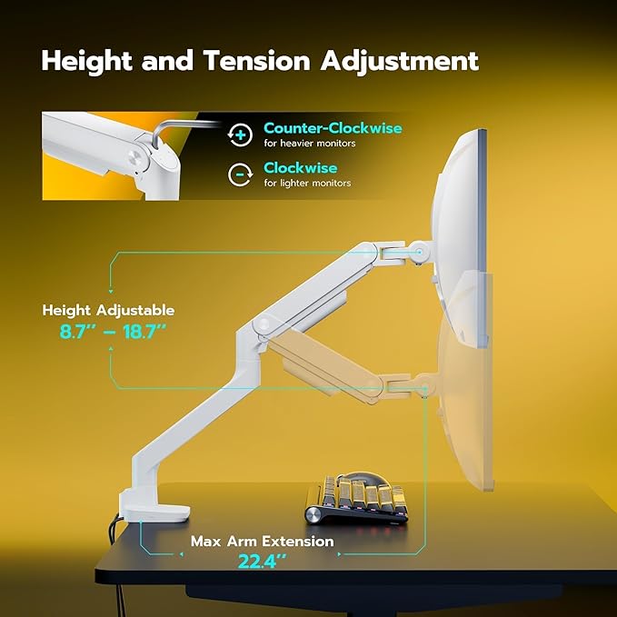 ARES WING Ultrawide Monitor Arms White - Image 6