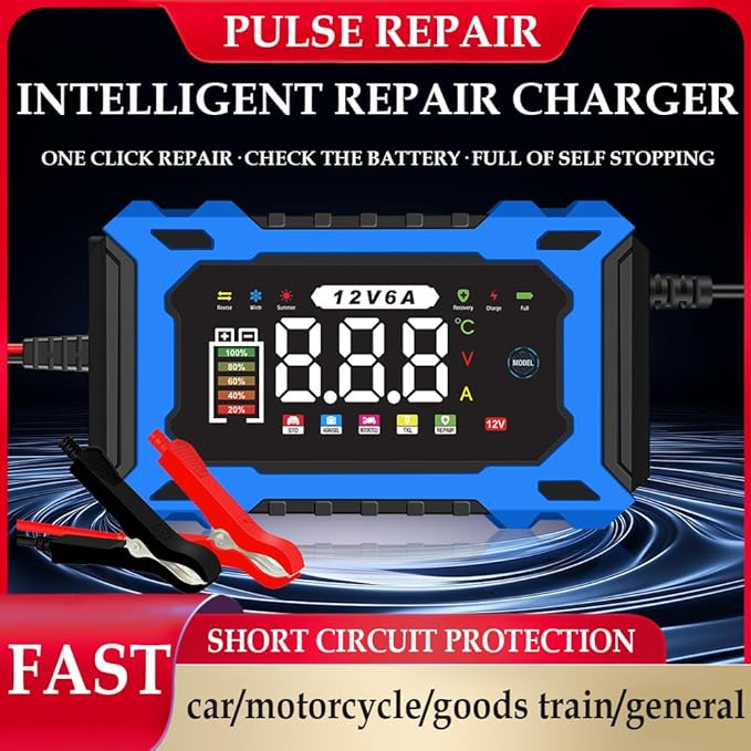 6-Amp 12V Smart Car Battery Charger, Battery Maintainer Trickle Charger - Image 2