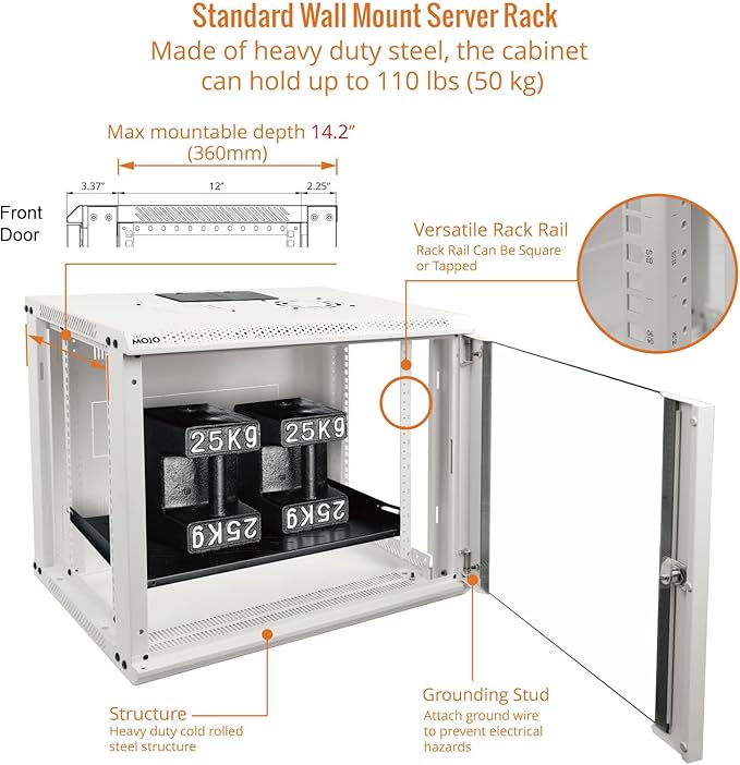 Tecmojo 9U Wall Mount Rack Network Cabinet - Image 4