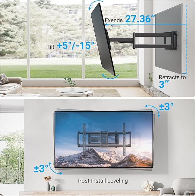 PERLESMITH Long Arm TV Wall Mount Full Motion - Image 4
