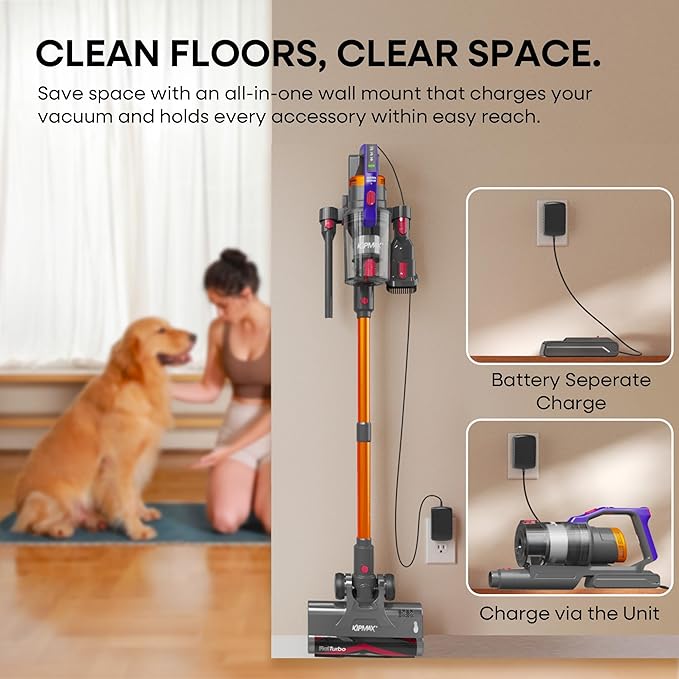 KIPMAX Cordless Vacuum Cleaner, 50KPa 550W Stick Vacuum - Image 8