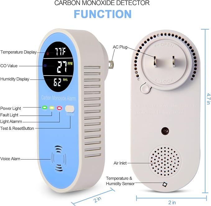 Vzmcov Plug-in Carbon Monoxide Detector - Image 6