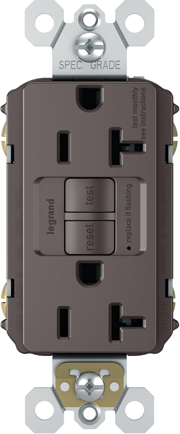 Legrand radiant 20 Amp GFCI Decorator Duplex Outlet Brown 1 Pack