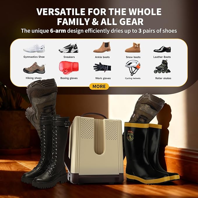 Heapsion 6-Arm Shoe Dryer and Deodorizer, Fast 360° Drying in 15s - Image 7