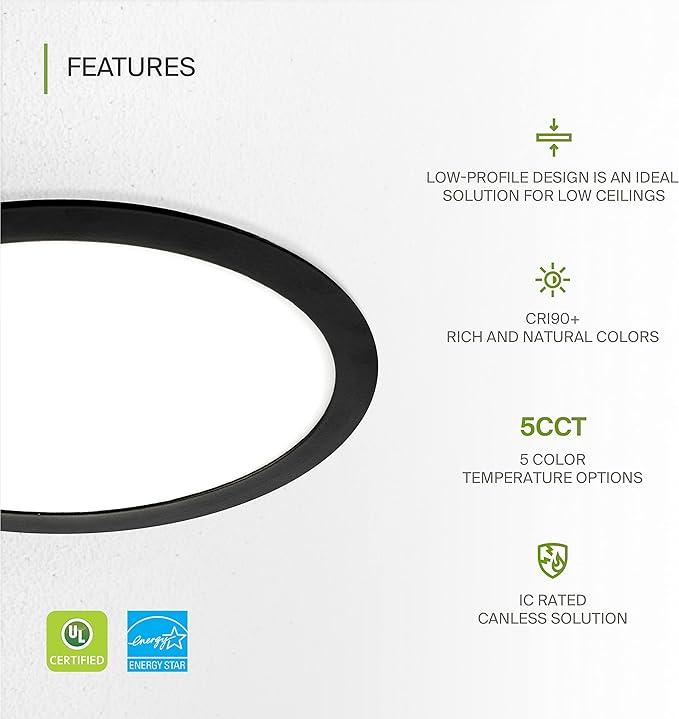 ASD 1 Pack 11/12 Inch LED Recessed Lighting 24W, 5 CCT 2700K-5000K CRI90+ - Image 3