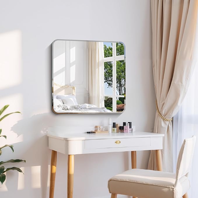 CILIBER Frameless Mirror, 24x24 Beveled Bathroom Mirrors - Image 2