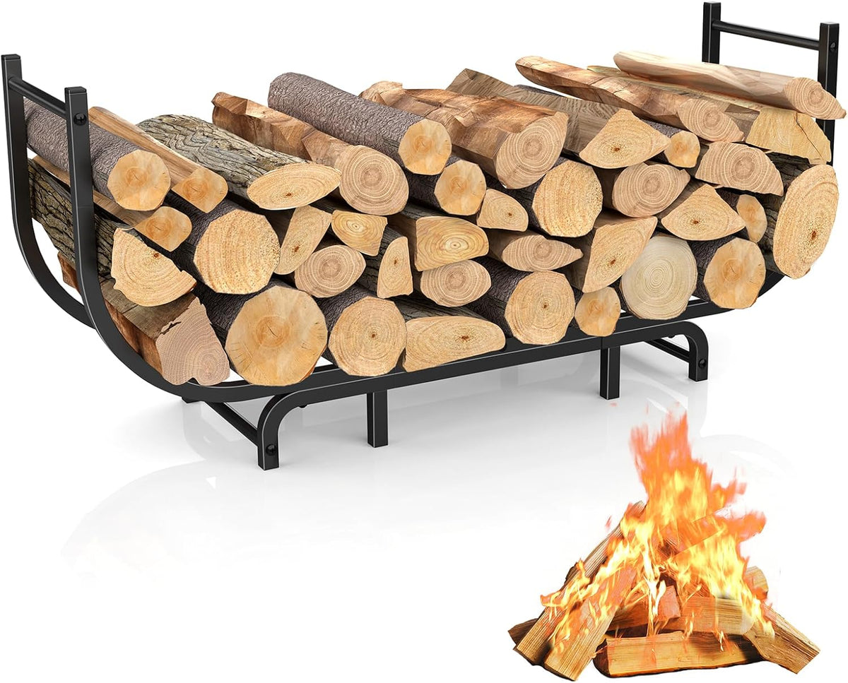 liantral curved firewood rack outdoor indoor, 48 inch, main product view