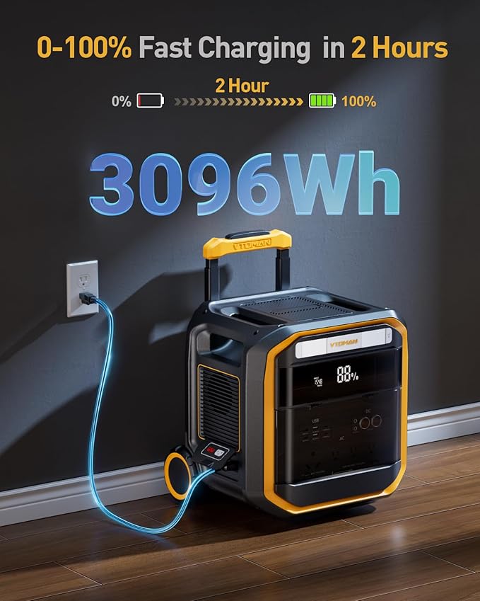 VTOMAN FlashSpeed Pro 3600 Portable Power Station, 3096Wh LFP Battery Solar - Image 2