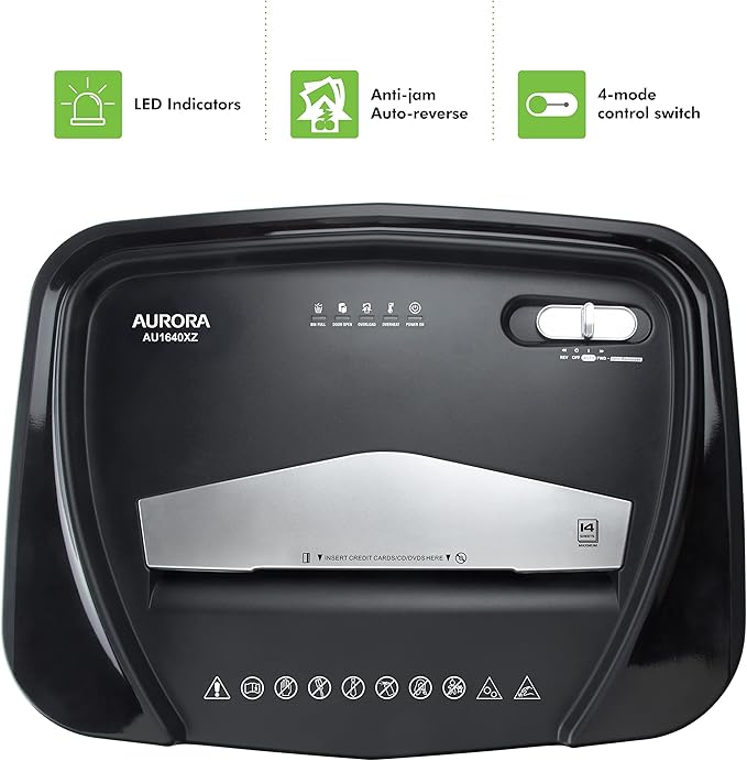 Aurora Anti-Jam 16-Sheet Crosscut Paper/CD and Credit Card Shredder/ 5-Gallon - Image 7