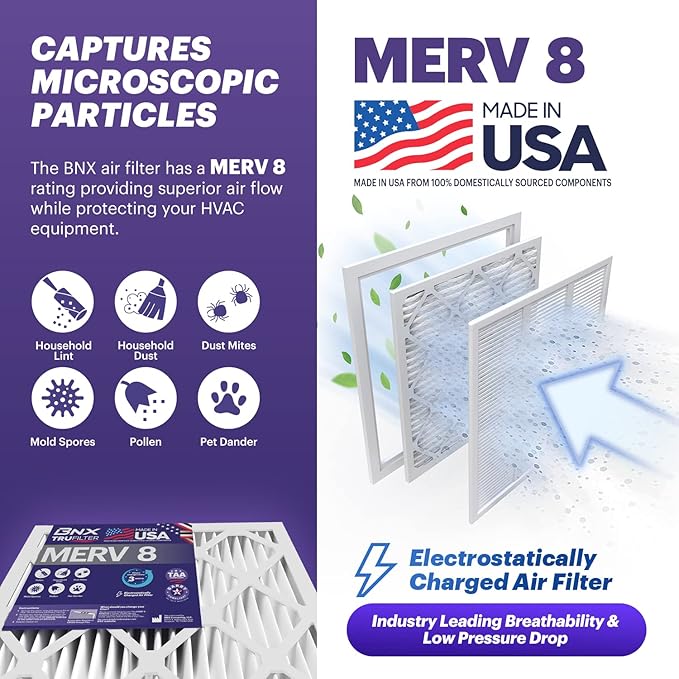 BNX TruFilter 20x25x1 Air Filter MERV 8 - Image 3