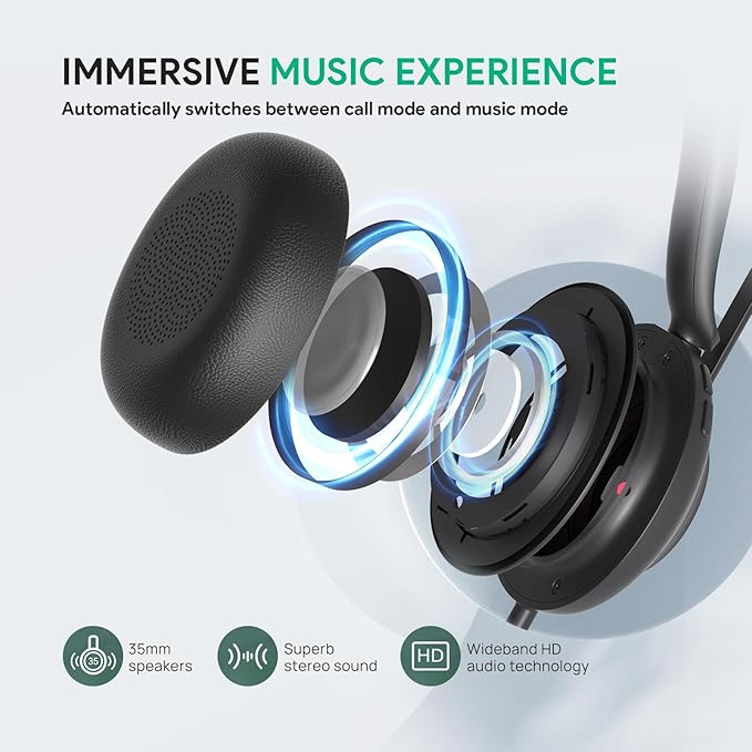 Yealink UH35 USB Headset for PC, Wired Headphones - Image 4