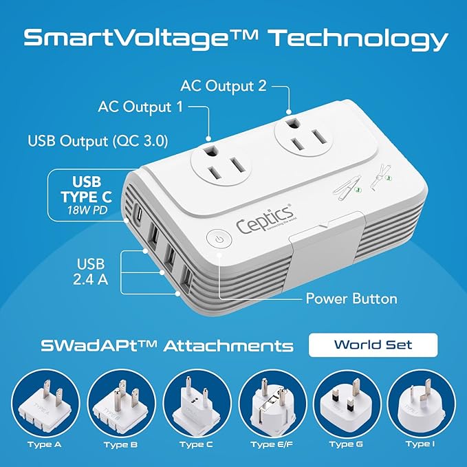 Ceptics Travel Voltage Converter -200W Convert 220V to 110V - Image 9