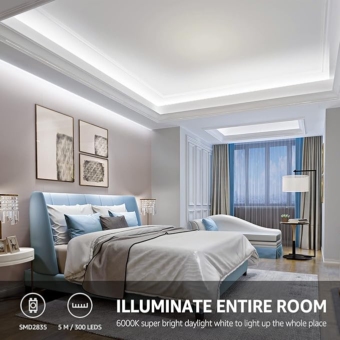 Lepro LED Strip Light White, 16.4ft Dimmable Vanity Lights, 6000K Super Bright - Image 3