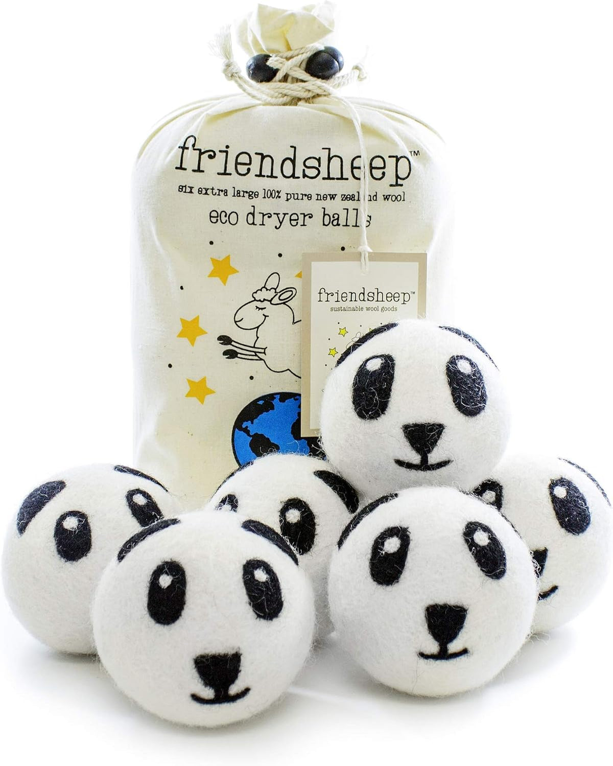 Friendsheep Wool Dryer Balls, Organic Reusable Fabric Softener Alternative