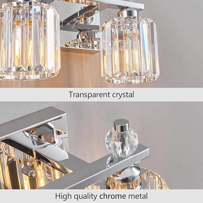FDPBY Bathroom Vanity Lights 2-Light Chrome Modern Crystal Vanity Light - Image 4