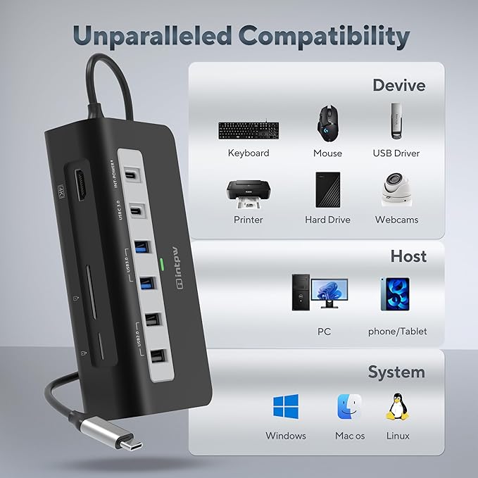 P9 USB C Hub, INTPW 9-in-1 USB Multiport Adapter - Image 8