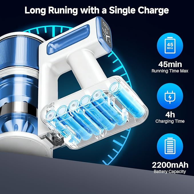 BSNAW Cordless Vacuum Cleaner for Home, 8-in-1 Lightweight Stick Vacuum - Image 4