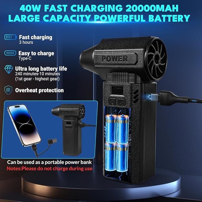 Newdehanm Violent Turbo Fan, Electric Compressed Air Duster & Vacuum Cleaner - Image 5