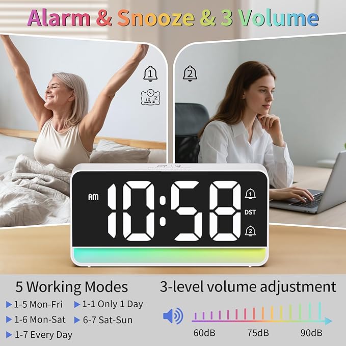 Alarm Clocks for Bedrooms, Digital Bedside Clock - Image 4