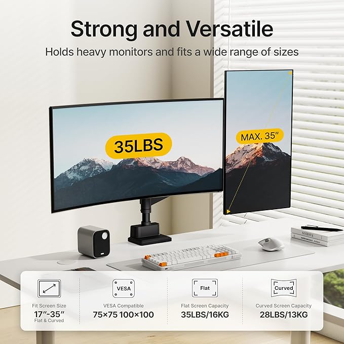monTEK Dual Monitor Mount Tall Monitor arms - Image 3