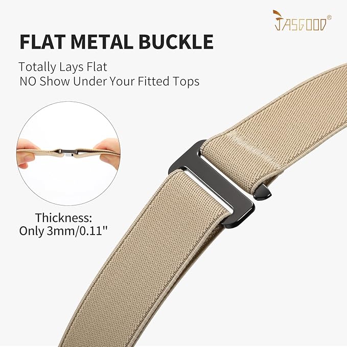 JASGOOD Women No Show Stretch Belt Elastic Web Strap Belt - Image 4