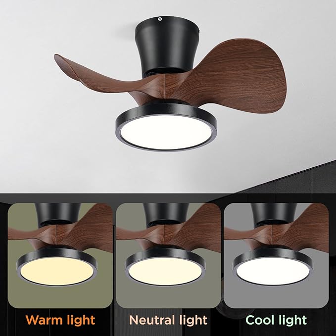 ocioc Quiet Ceiling Fan with LED Light 22 inch Large Air Volume Remote Control - Image 5