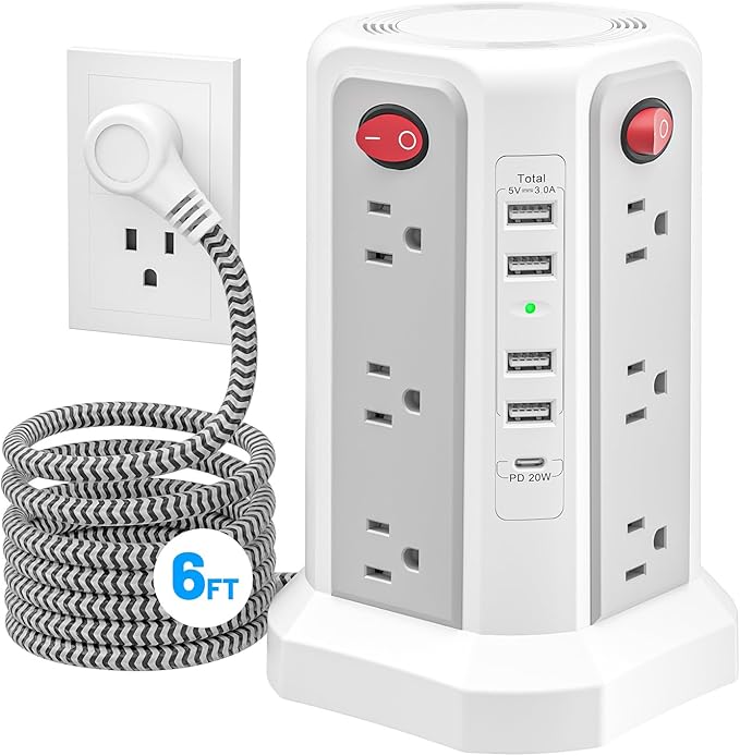 Power Strip Tower Surge Protector by Fararaka