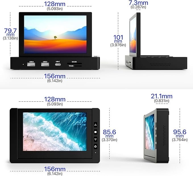 5-Inch Mini Monitor with USB HUB & Raspberry Pi Mount Holes, Type-C One-Cable - Image 8